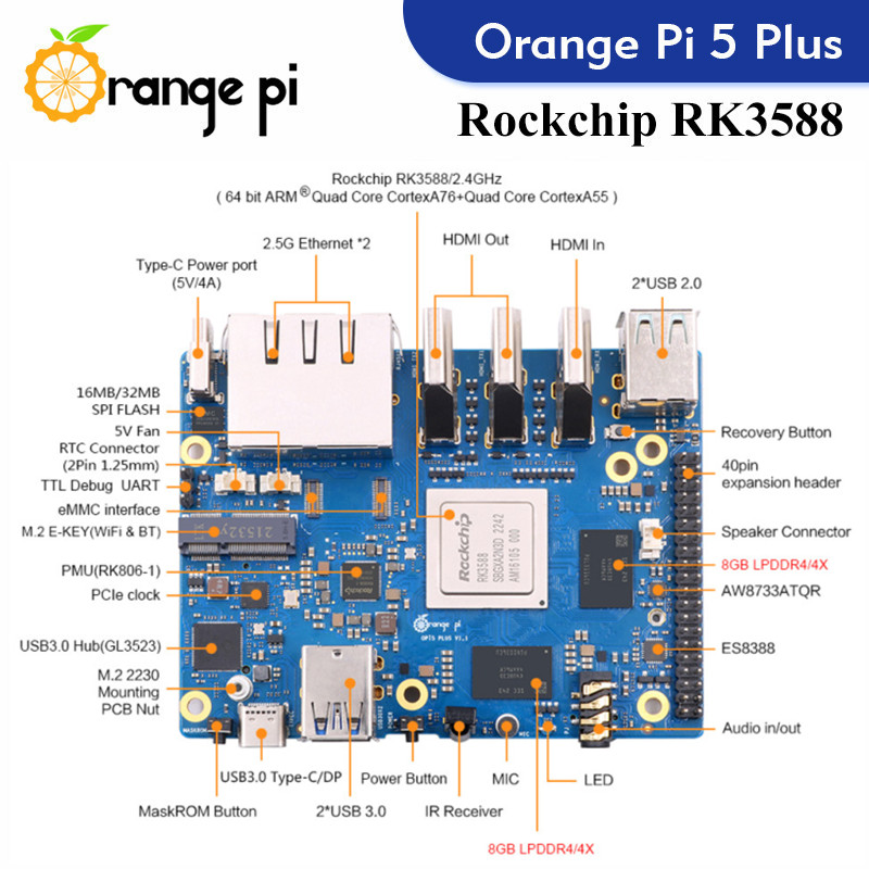 Orange Pi 5 Plus  Single Board - Orange Pi 5 Plus 32Gb 评论和价格