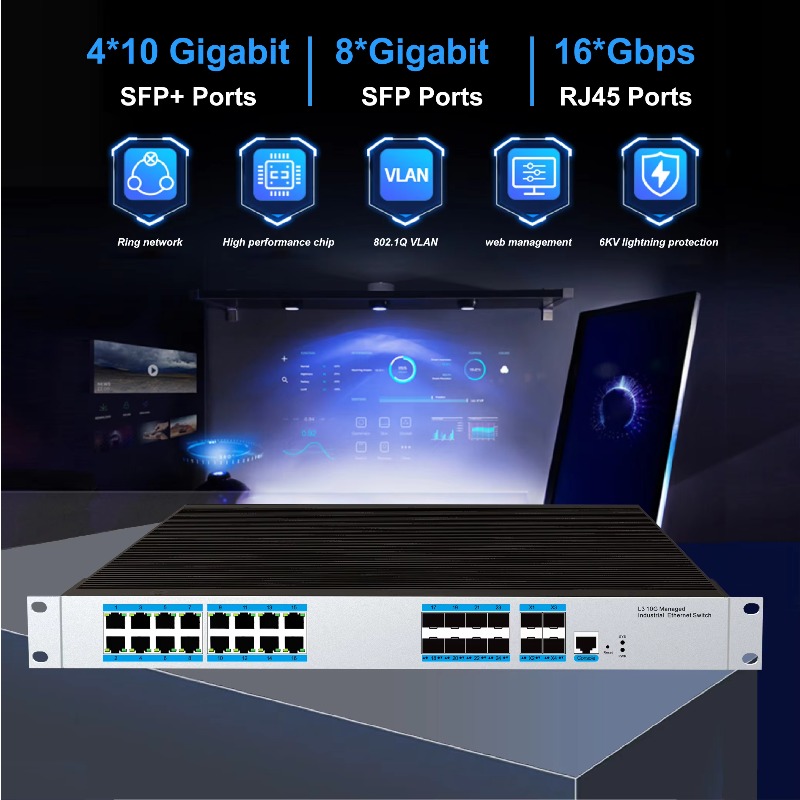 16-RJ45 Port Industrial Manage - Sfp+ 10G Managed Switch 8 Port 评论和价格